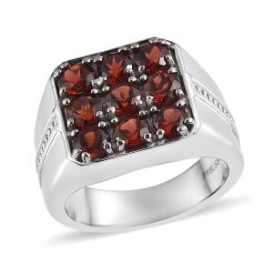 Mozambique Garnet 3.15 ctw Men's Ring in Stainless Steel (Size 10.0) 