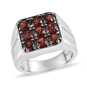 Mozambique Garnet 3.15 ctw Men's Ring in Stainless Steel (Size 12.0) 