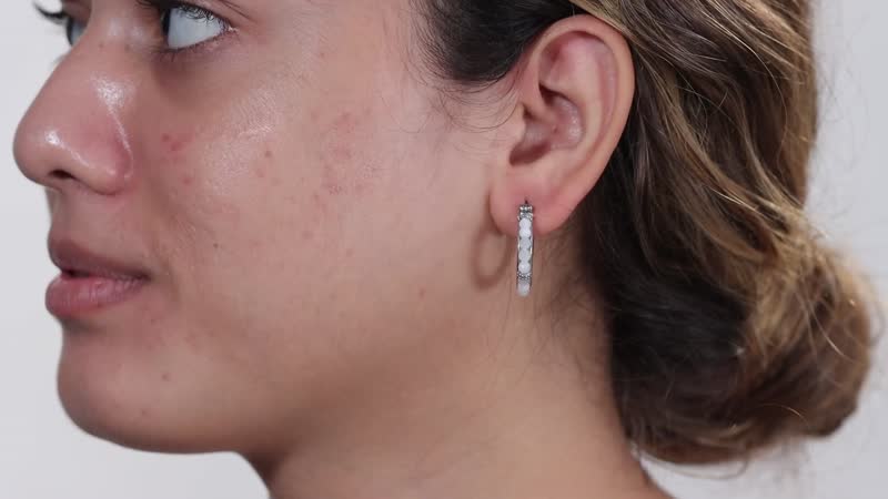 Rainbow Moonstone 4.50 ctw Hoop Earrings in Stainless Steel