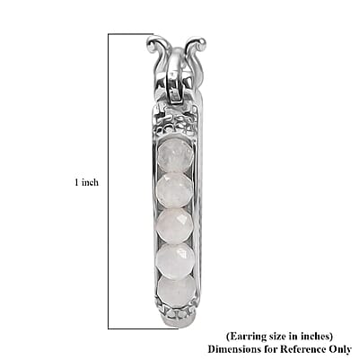 Rainbow Moonstone 4.50 ctw Hoop Earrings in Stainless Steel