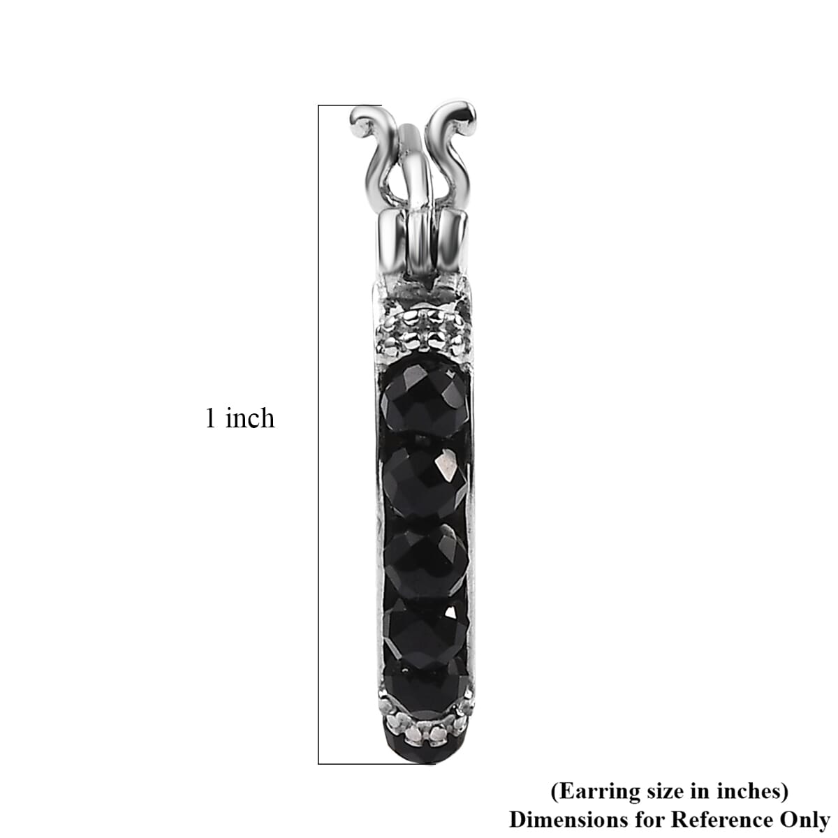 Australian Black Tourmaline 9.00 ctw Hoop Earrings in Stainless Steel image number 5