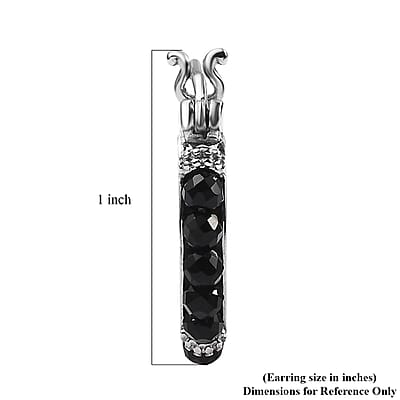 Australian Black Tourmaline 9.00 ctw Hoop Earrings in Stainless Steel
