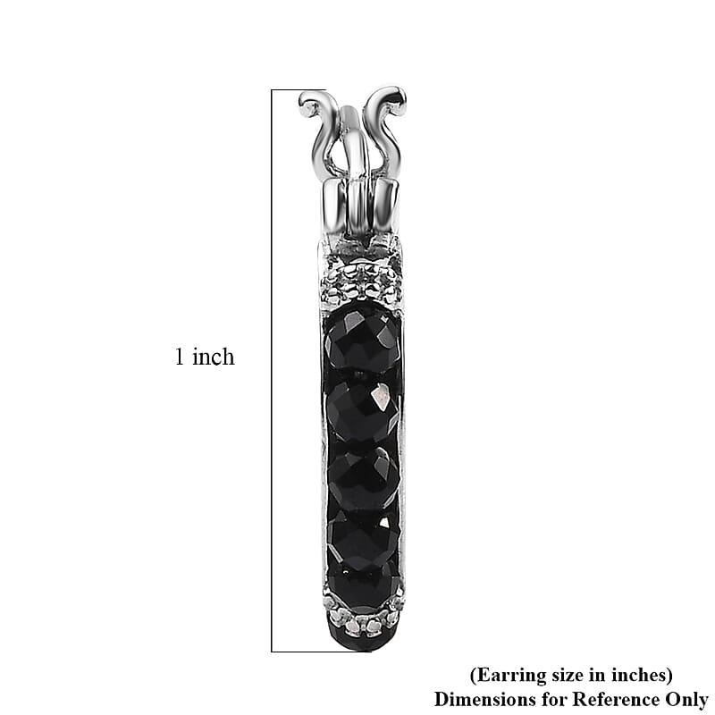 Australian Black Tourmaline 9.00 ctw Hoop Earrings in Stainless Steel