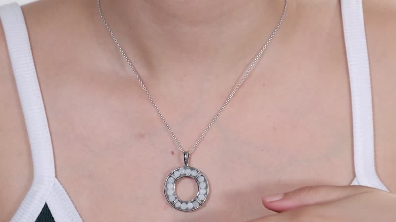 Rainbow Moonstone 6.30 ctw Circle Pendant in Stainless Steel
