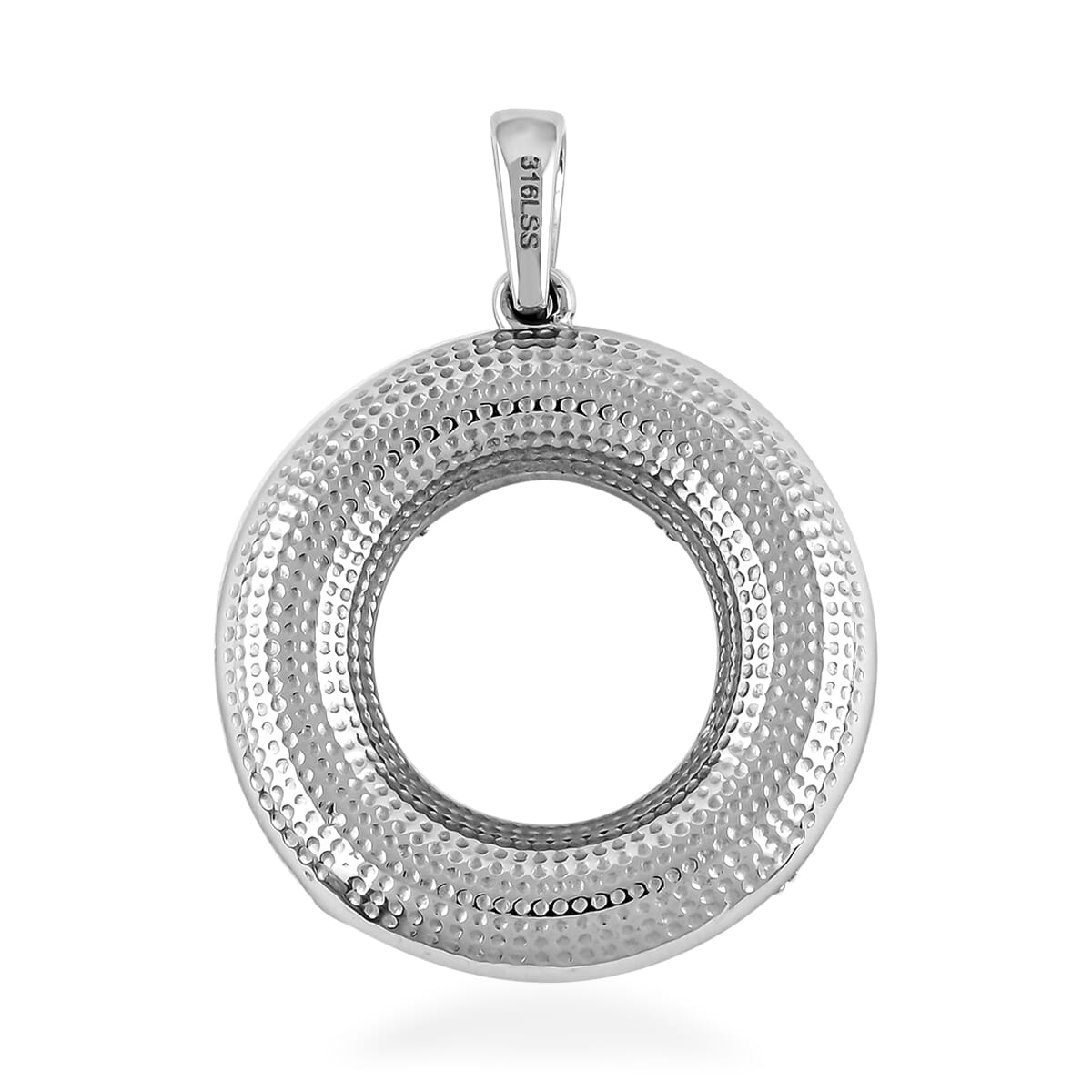 Malagasy Labradorite 7.10 ctw Circle Pendant in Stainless Steel  image number 4