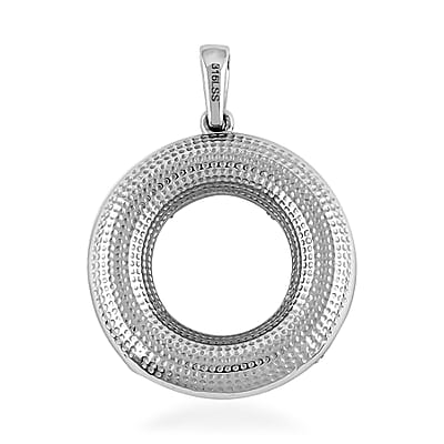 Malagasy Labradorite 7.10 ctw Circle Pendant without Chain in Stainless Steel