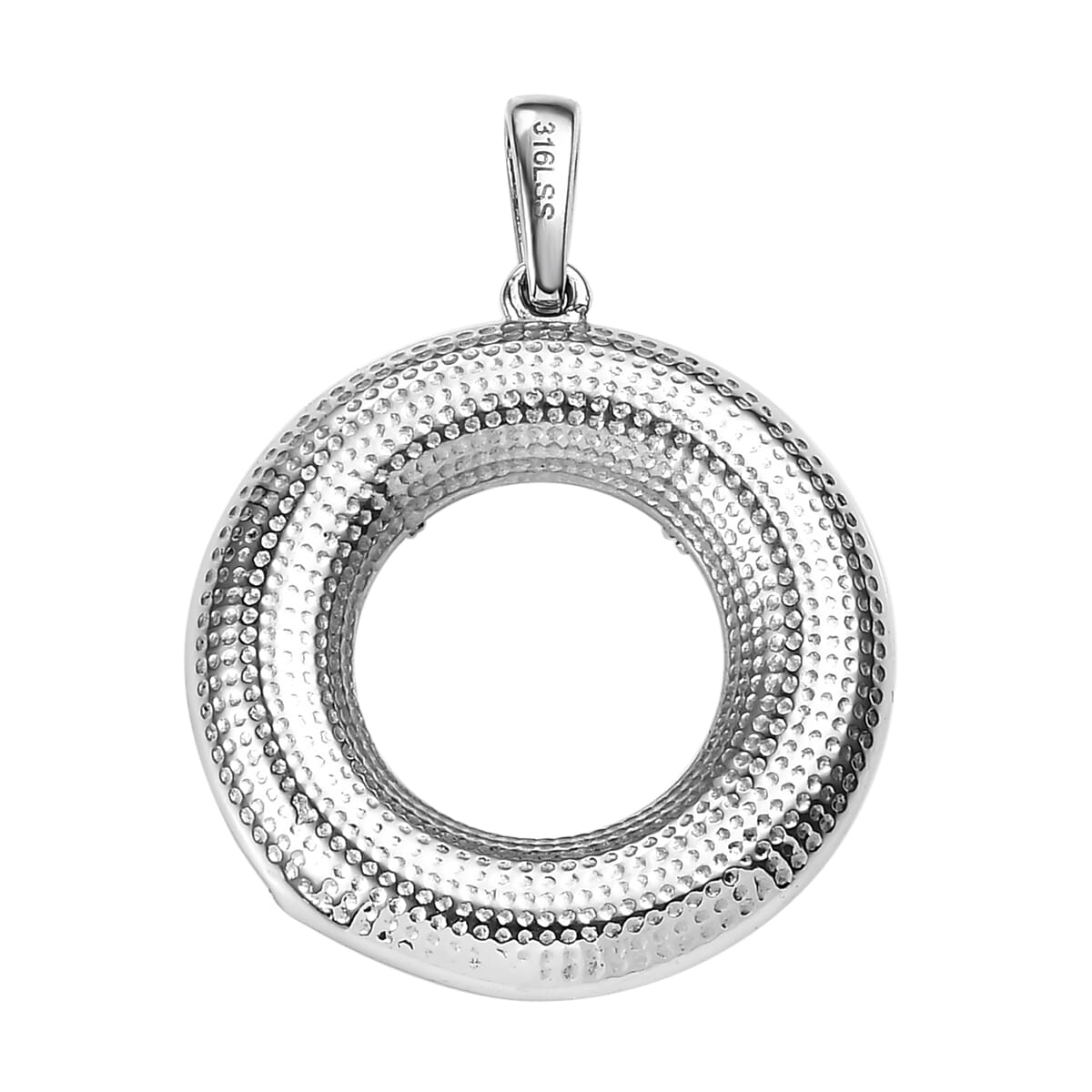 Lapis Lazuli 7.70 ctw Circle Pendant without Chain in Stainless Steel  image number 4