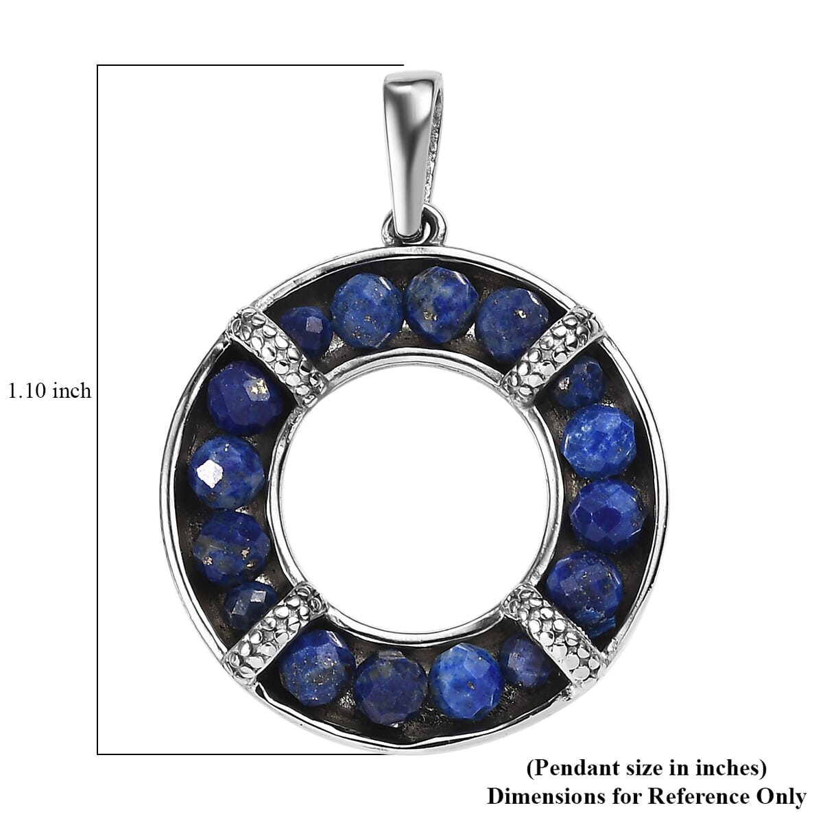 Lapis Lazuli 7.70 ctw Circle Pendant without Chain in Stainless Steel  image number 5