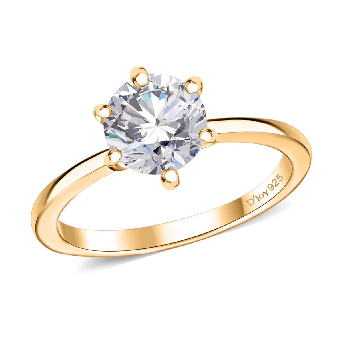 Moissanite 1.00 ctw Solitaire Ring in 18K Vermeil Yellow Gold Over Sterling Silver (Size 10.0) image number 0