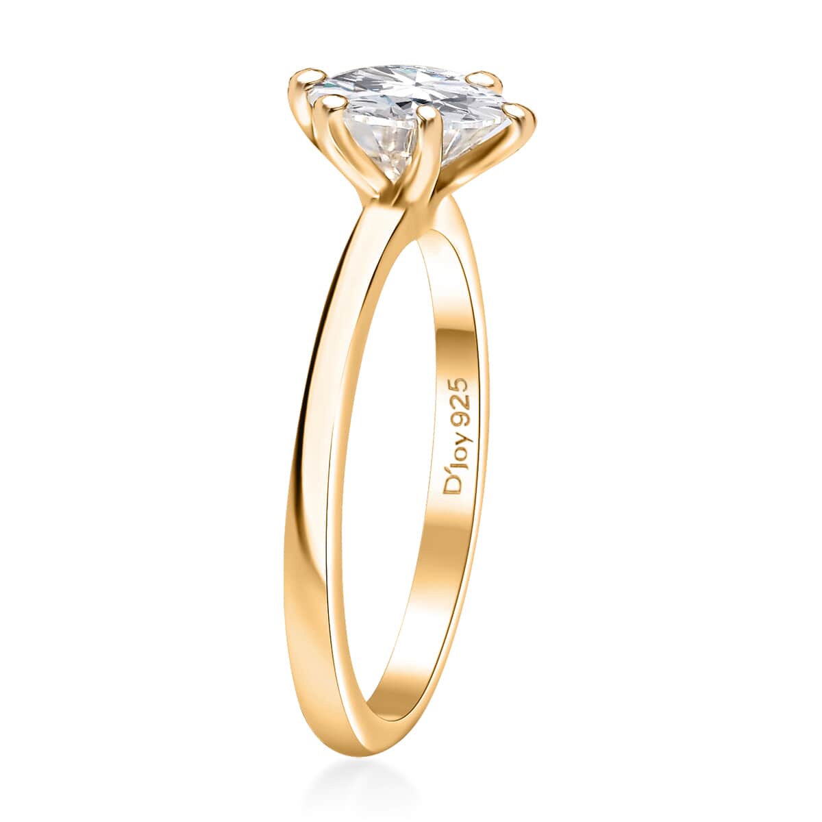 Moissanite 1.00 ctw Solitaire Ring in 18K Vermeil Yellow Gold Over Sterling Silver (Size 10.0) image number 4