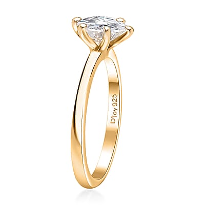 Moissanite 1.00 ctw Solitaire Ring in 18K Vermeil Yellow Gold Over Sterling Silver (Size 10.0)