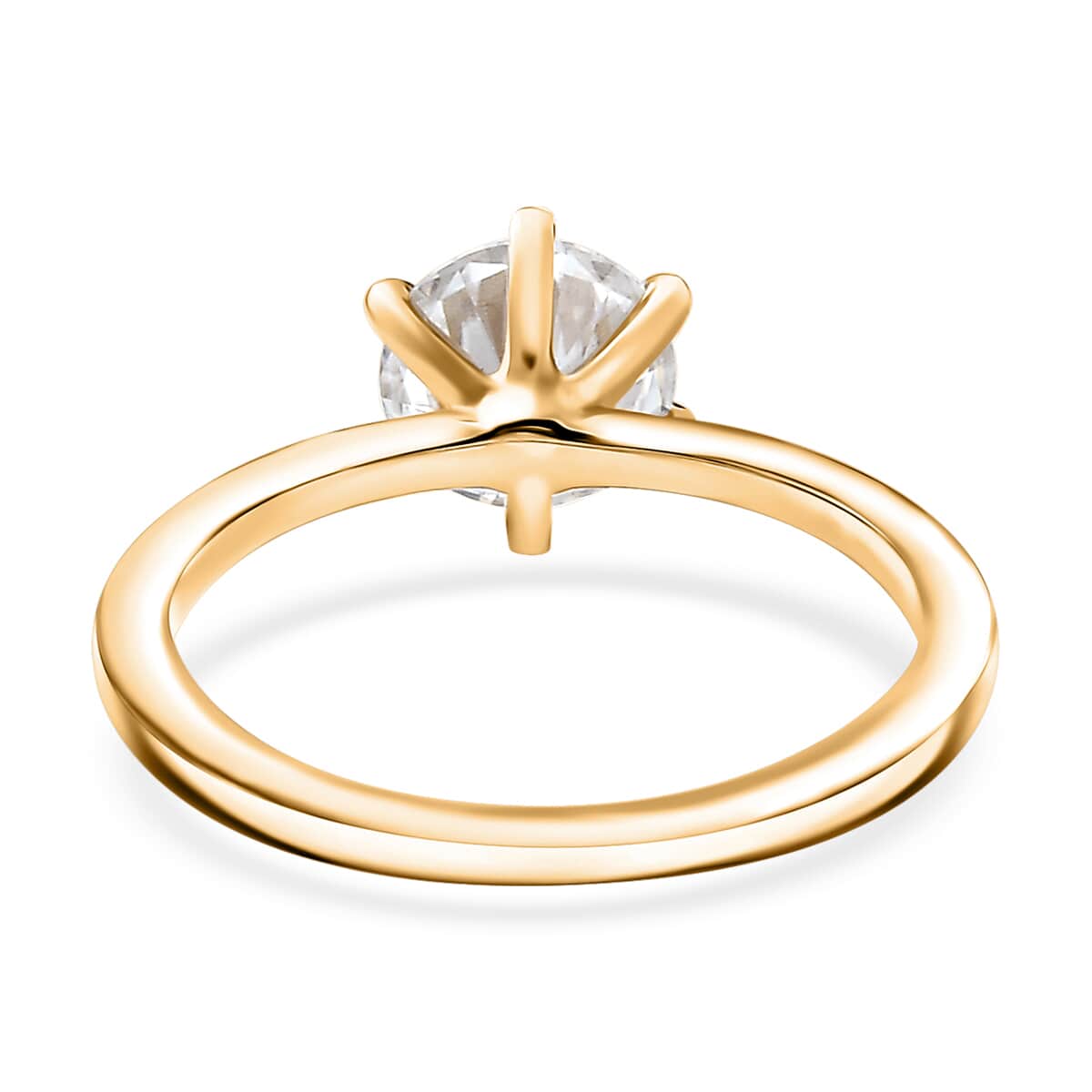 Moissanite 1.00 ctw Solitaire Ring in 18K Vermeil Yellow Gold Over Sterling Silver (Size 10.0) image number 5