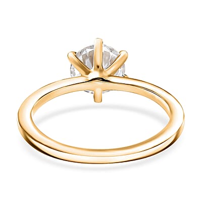 Moissanite 1.00 ctw Solitaire Ring in 18K Vermeil Yellow Gold Over Sterling Silver (Size 10.0)