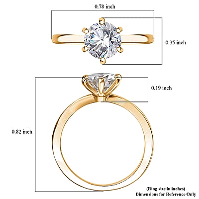 Moissanite 1.00 ctw Solitaire Ring in 18K Vermeil Yellow Gold Over Sterling Silver (Size 10.0)