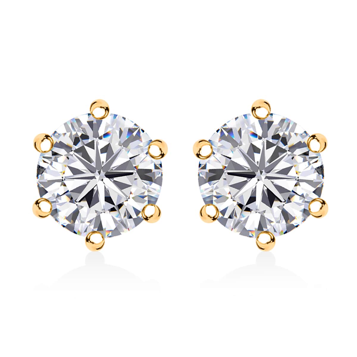 Moissanite 1.50 ctw Solitaire Stud Earrings in 18K Vermeil Yellow Gold Over Sterling Silver image number 0