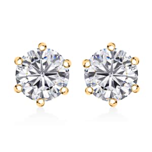 Moissanite 1.50 ctw Solitaire Stud Earrings in 18K Vermeil Yellow Gold Over Sterling Silver