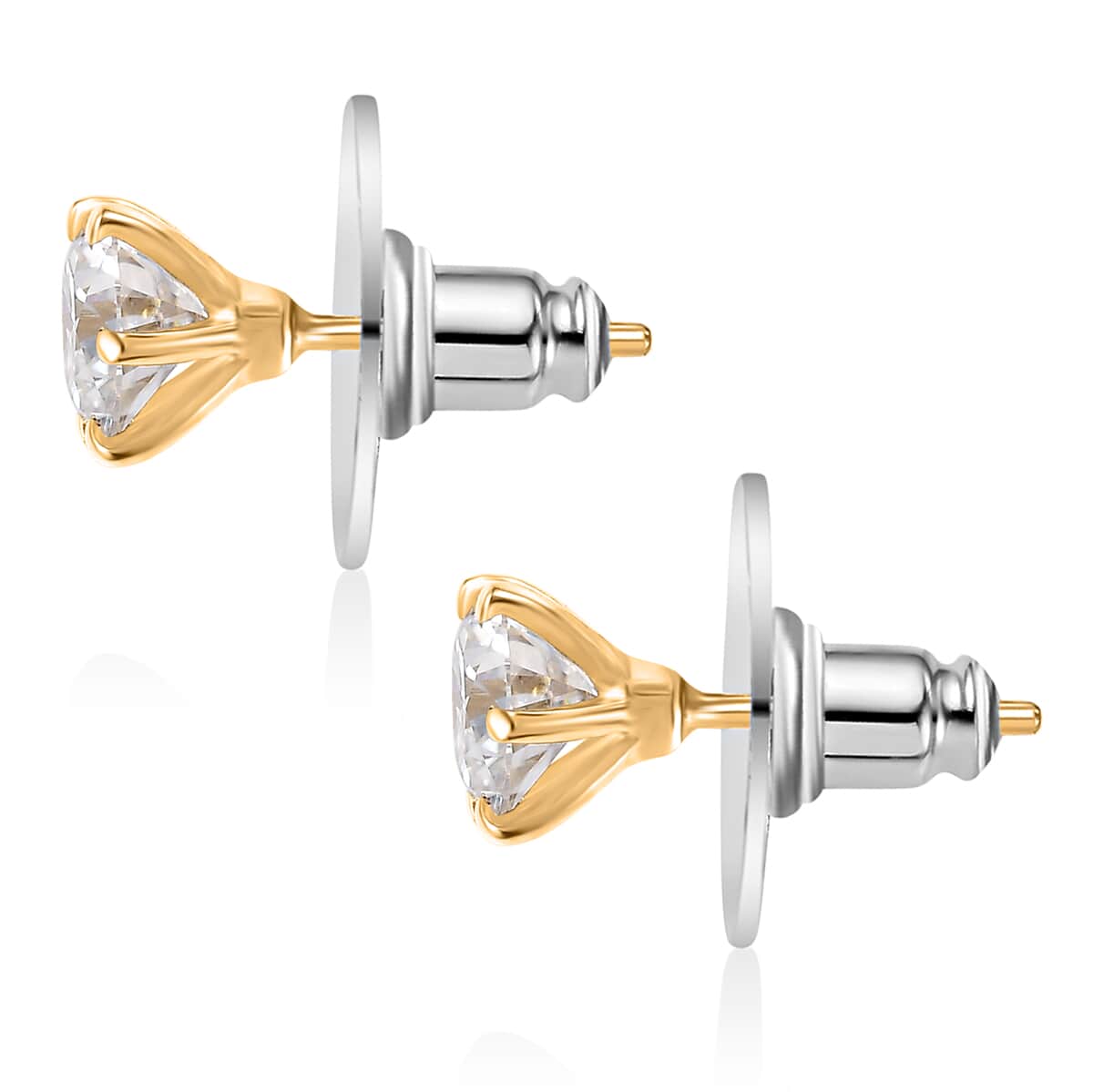 Moissanite 1.50 ctw Solitaire Stud Earrings in 18K Vermeil Yellow Gold Over Sterling Silver image number 3