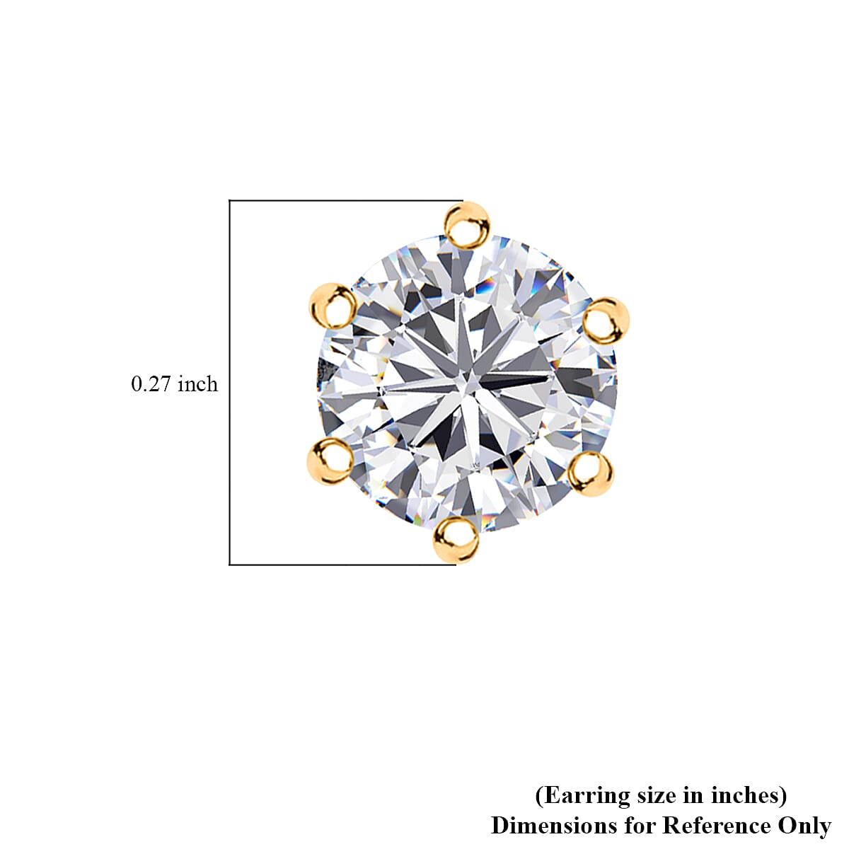 D'Joy Moissanite 1.50 ctw Solitaire Stud Earrings in 18K Vermeil Yellow Gold Over Sterling Silver