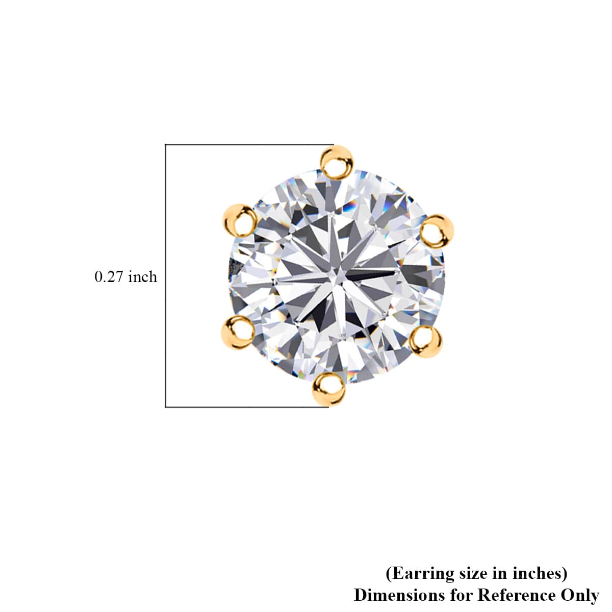 Moissanite 1.50 ctw Solitaire Stud Earrings in 18K Vermeil Yellow Gold Over Sterling Silver image number 4