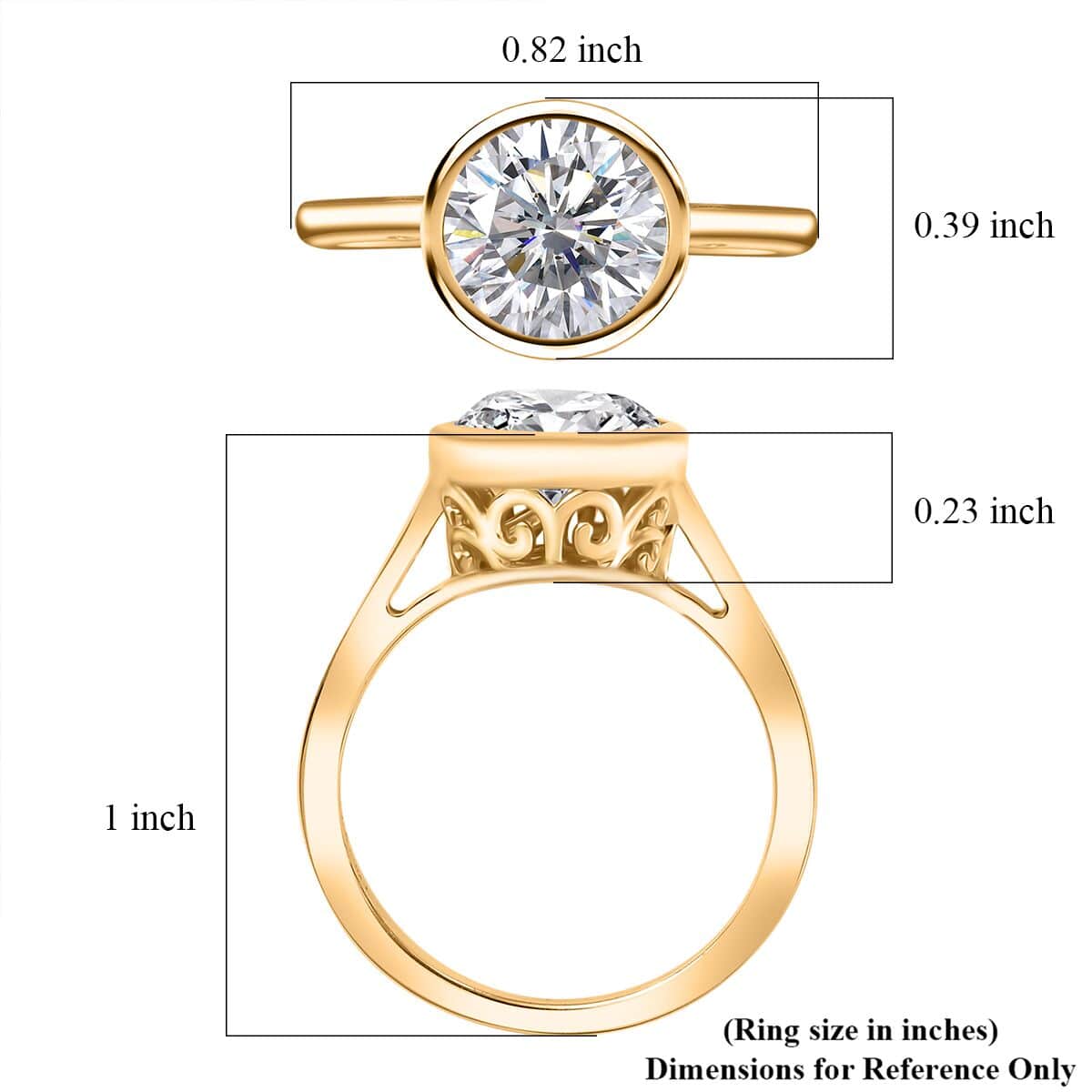 Moissanite (Rnd 8mm) Solitaire Ring in 18K Vermeil YG Over Sterling Silver (Size 10.0) 1.75 ctw image number 6