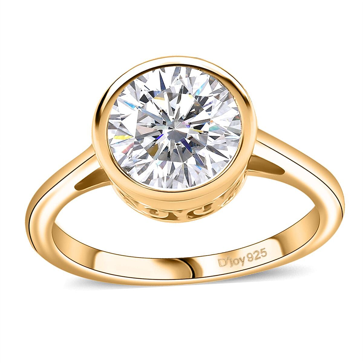 Moissanite 1.75 ctw Solitaire Ring in 18K Vermeil Yellow Gold Over Sterling Silver (Size 5.0) image number 0