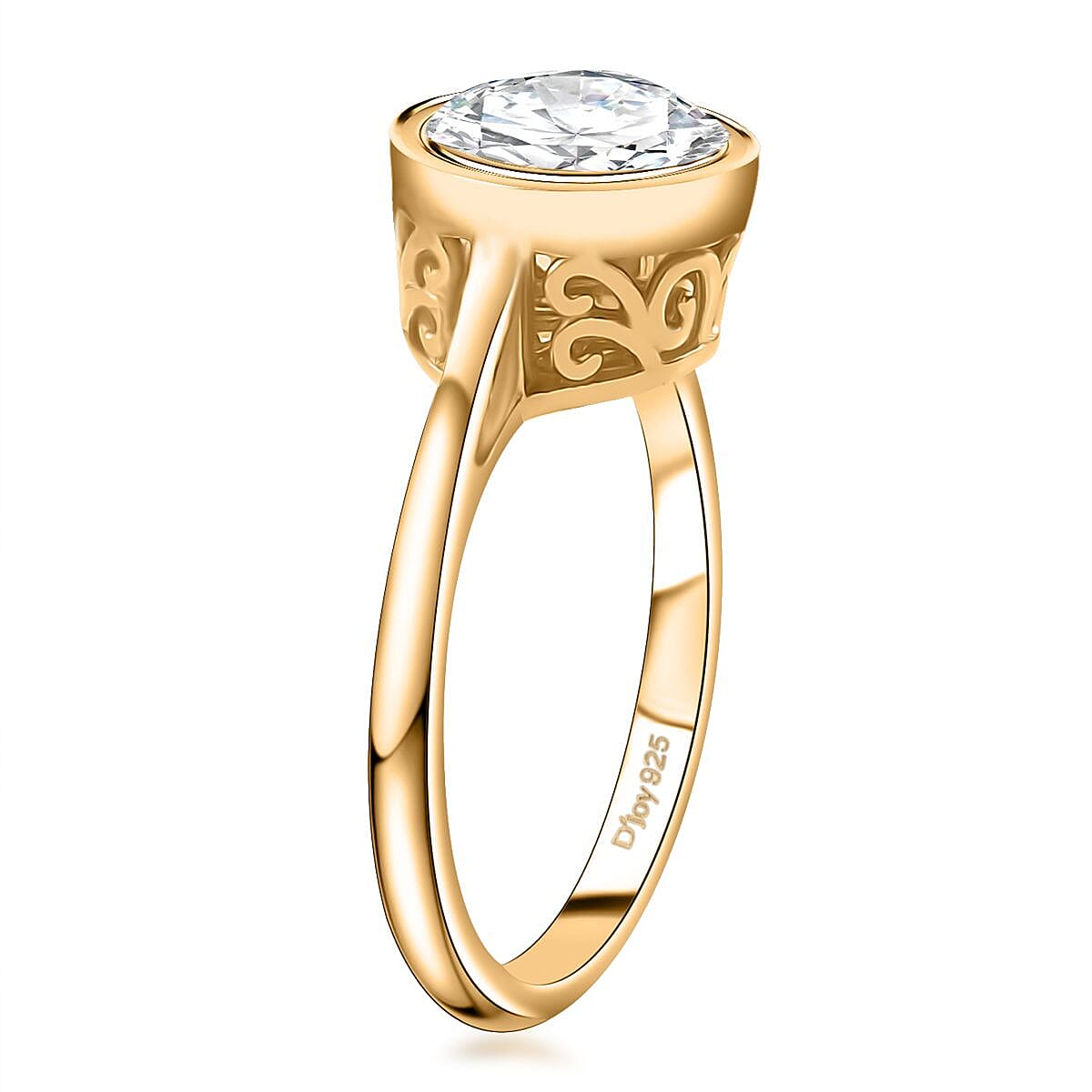 Moissanite 1.75 ctw Solitaire Ring in 18K Vermeil Yellow Gold Over Sterling Silver (Size 5.0) image number 4