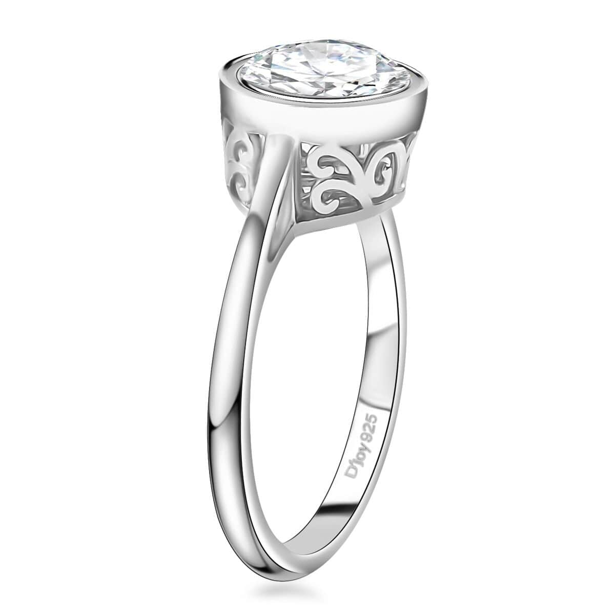 Moissanite 1.75 ctw Solitaire Ring in Rhodium Over Sterling Silver (Size 10.0) image number 4