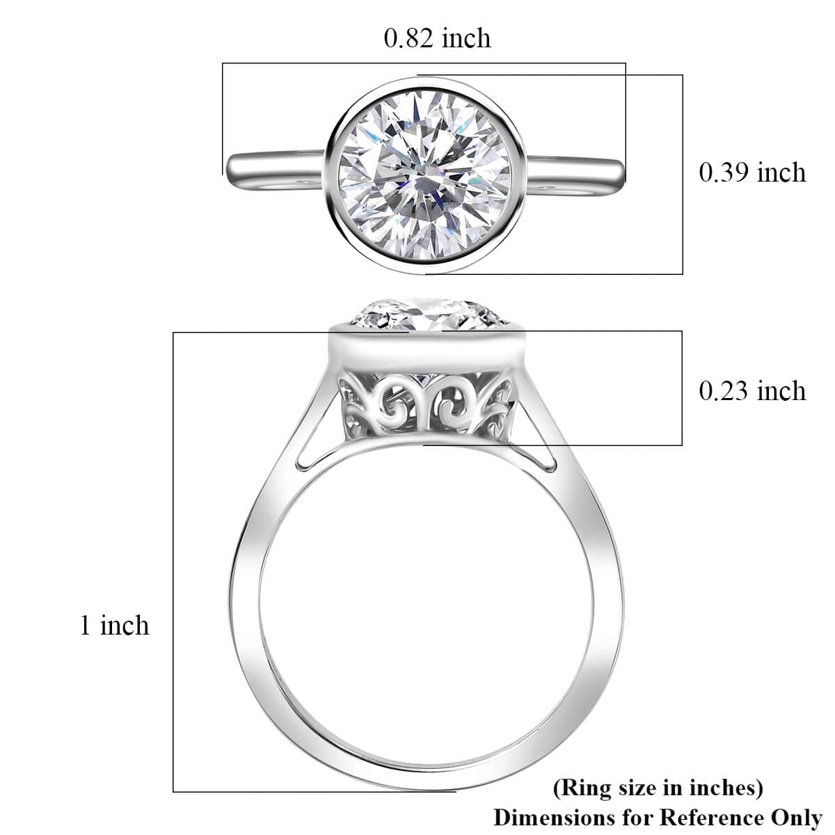 Moissanite 1.75 ctw Solitaire Ring in Rhodium Over Sterling Silver (Size 10.0) image number 6