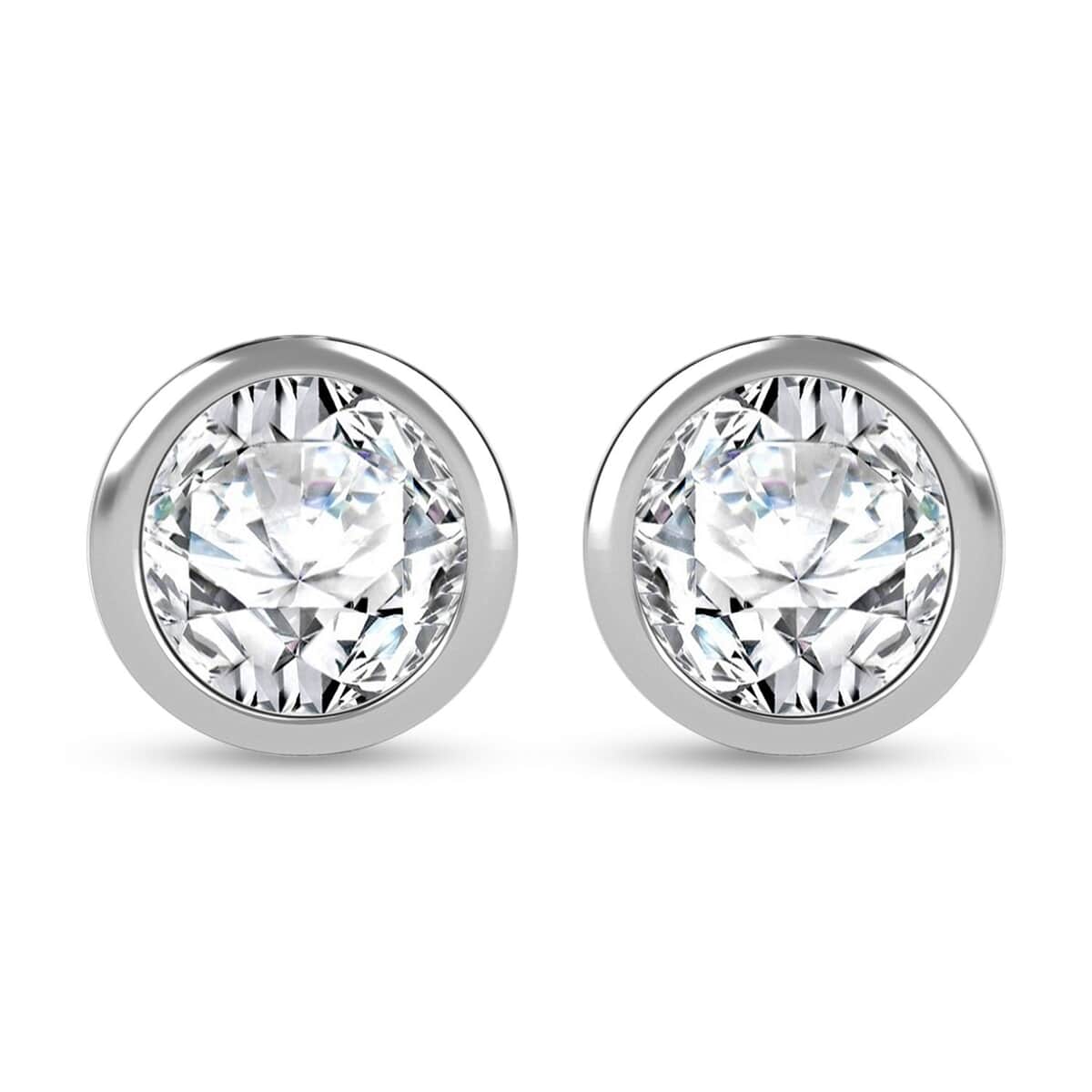 Moissanite (Rnd 6mm) Solitaire Stud Earrings in Rhodium Over Sterling Silver 1.50 ctw image number 0