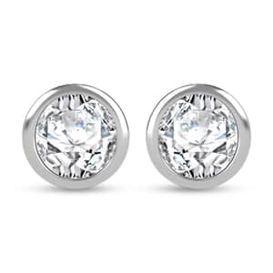 Moissanite Solitaire Stud Earrings in Rhodium Over Sterling Silver 1.50 ctw