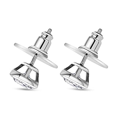 D'Joy Moissanite Solitaire Stud Earrings in Rhodium Over Sterling Silver 1.50 ctw