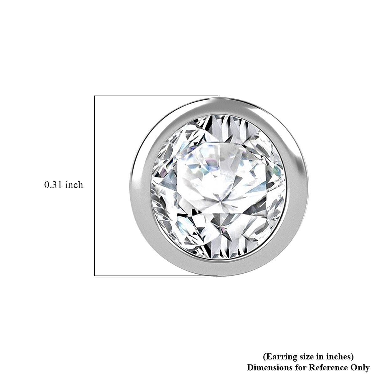D'Joy Moissanite Solitaire Stud Earrings in Rhodium Over Sterling Silver 1.50 ctw