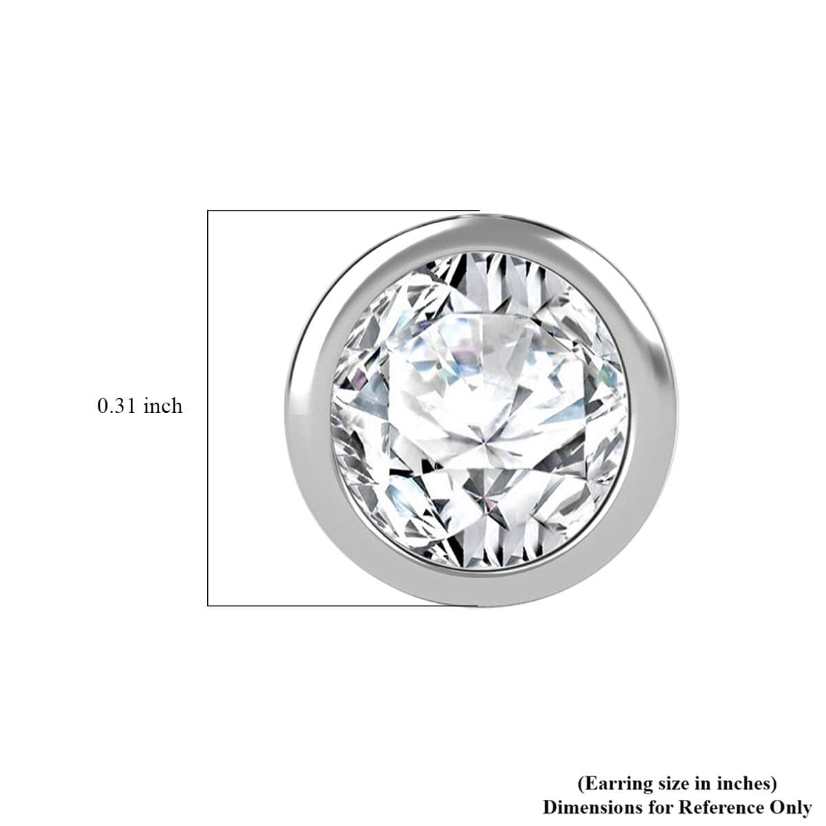 Moissanite (Rnd 6mm) Solitaire Stud Earrings in Rhodium Over Sterling Silver 1.50 ctw image number 5