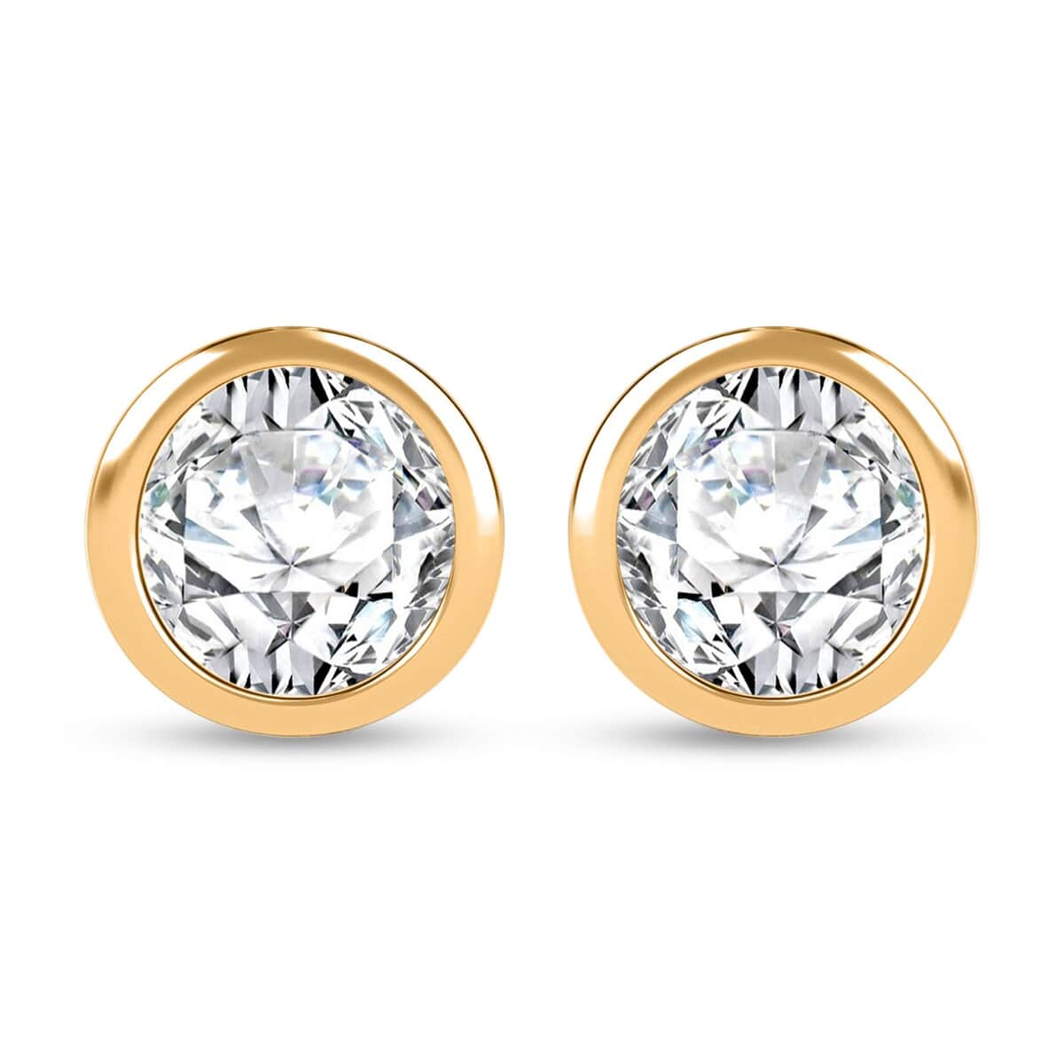 Moissanite Solitaire Stud Earrings in 18K Vermeil Yellow Gold Over Sterling Silver 1.50 ctw image number 0