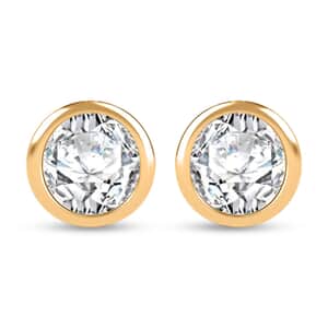 Moissanite Solitaire Stud Earrings in 18K Vermeil Yellow Gold Over Sterling Silver 1.50 ctw