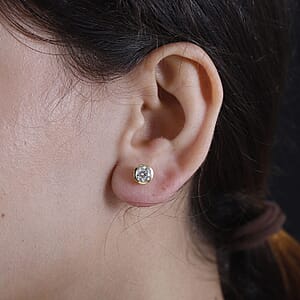 Moissanite Solitaire Stud Earrings in 18K Vermeil Yellow Gold Over Sterling Silver 1.50 ctw