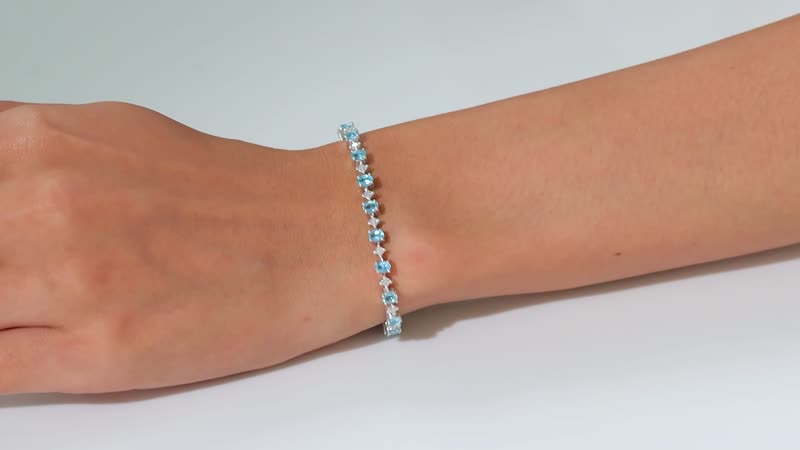 Premium Betroka Blue Apatite, Moissanite Bracelet in Rhodium Over Sterling Silver (6.50 In) 5.00 ctw