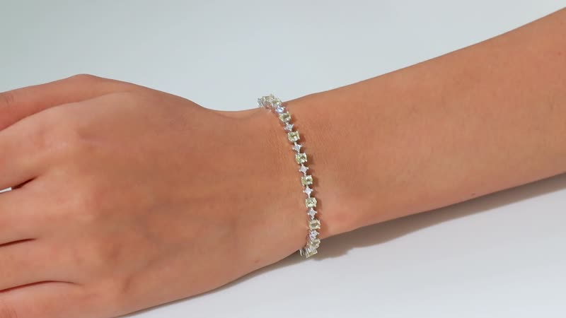 Premium Betroka Blue Apatite, Moissanite Bracelet in Rhodium Over Sterling Silver (6.50 In) 5.00 ctw