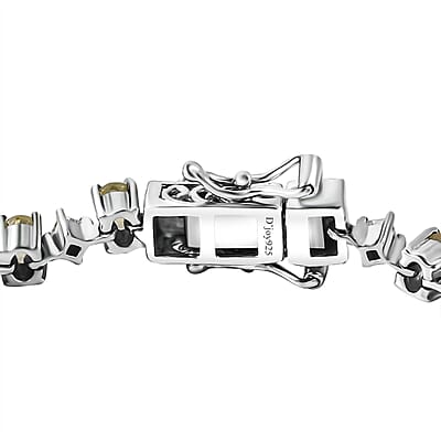 D'Joy Premium Madagascar Yellow Apatite and Moissanite 6.00 ctw Art Deco Bracelet in Rhodium Over Sterling Silver (8.00 In)