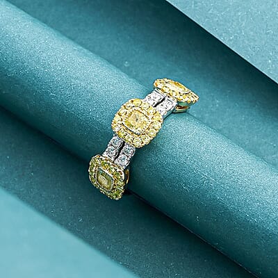 Modani Natural Yellow and White Diamond 1.53 ctw Ring in 14K White & Yellow Gold (Size 10.0) 4.50 Grams