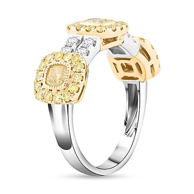Modani Natural Yellow and White Diamond 1.53 ctw Ring in 14K White & Yellow Gold (Size 10.0) 4.50 Grams