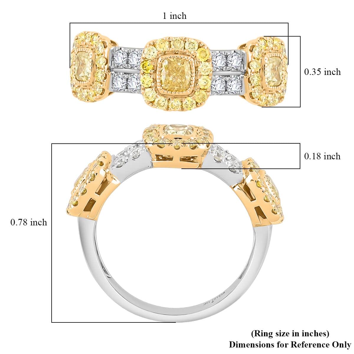 Modani 14K White & Yellow Gold Natural Yellow and White Diamond Ring (Size 10.0) (4.50 g) 1.53 ctw image number 5