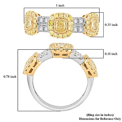 Modani Natural Yellow and White Diamond 1.53 ctw Ring in 14K White & Yellow Gold (Size 10.0) 4.50 Grams