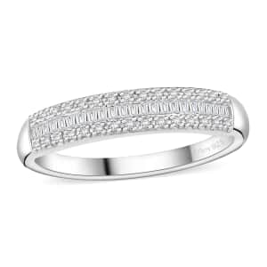 Diamond 0.20 ctw Band Ring in Rhodium Over Sterling Silver (Size 10.0)