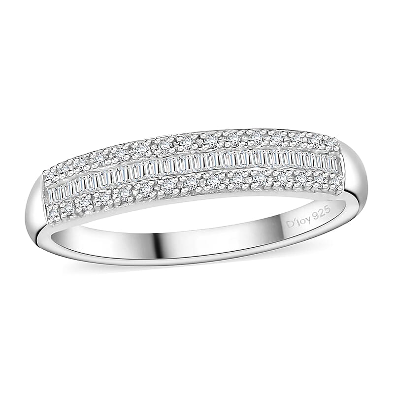 D'Joy Diamond 0.20 ctw Band Ring in Rhodium Over Sterling Silver (Size 10.0)