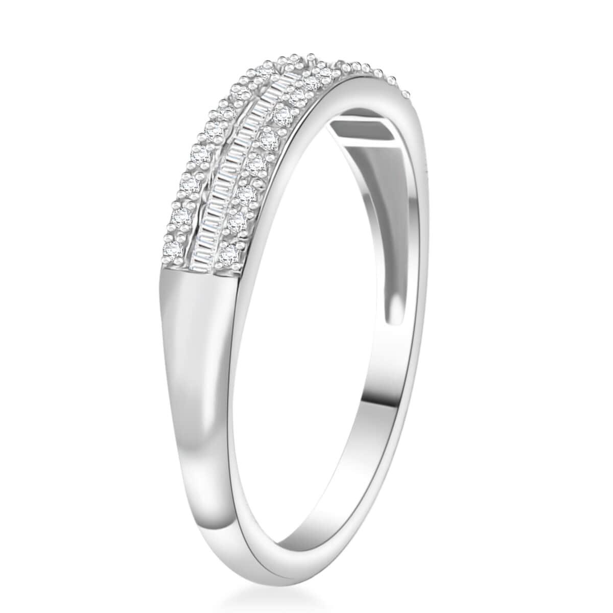 Diamond 0.20 ctw Band Ring in Rhodium Over Sterling Silver (Size 10.0) image number 3