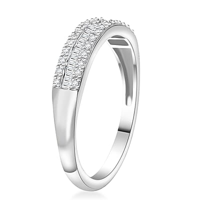 D'Joy Diamond 0.20 ctw Band Ring in Rhodium Over Sterling Silver (Size 10.0)