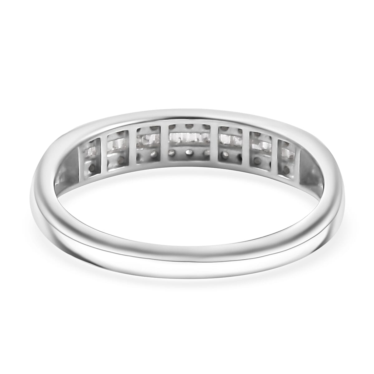 D'Joy Diamond 0.20 ctw Band Ring in Rhodium Over Sterling Silver (Size 10.0)