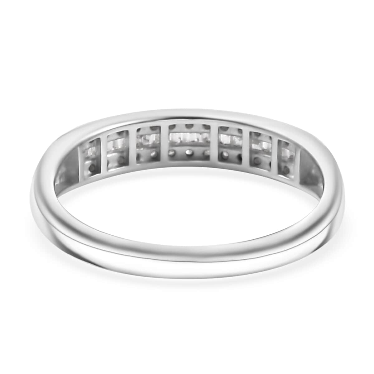 Diamond 0.20 ctw Band Ring in Rhodium Over Sterling Silver (Size 10.0) image number 4