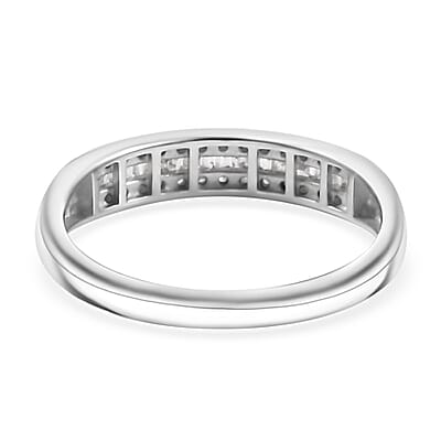 D'Joy Diamond 0.20 ctw Band Ring in Rhodium Over Sterling Silver (Size 10.0)
